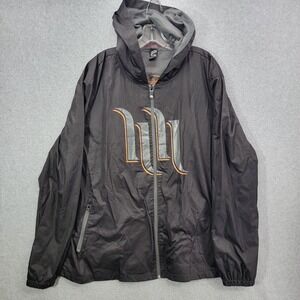 HART and HUNTINGTON jacket Mens xxl  Black Graphic  Full Zip Hooded windbreaker